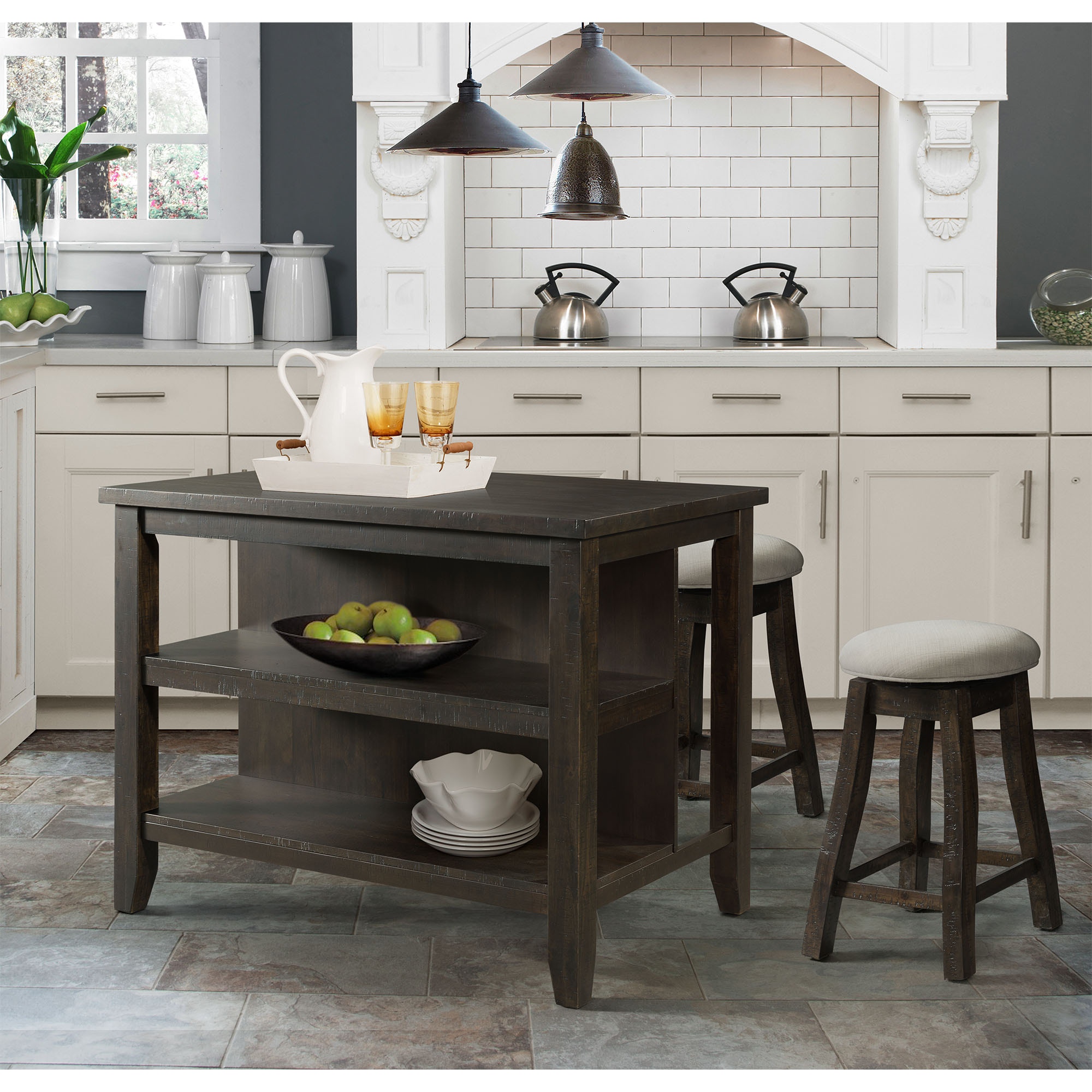 Elements International Kitchen Stone Grey Kitchen Island Elements